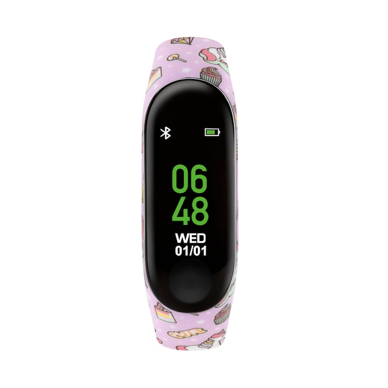 Main Image 1 of Tikkers Children's Series 1 Printed Lilac Unicorns Silicone Strap Activity Tracker