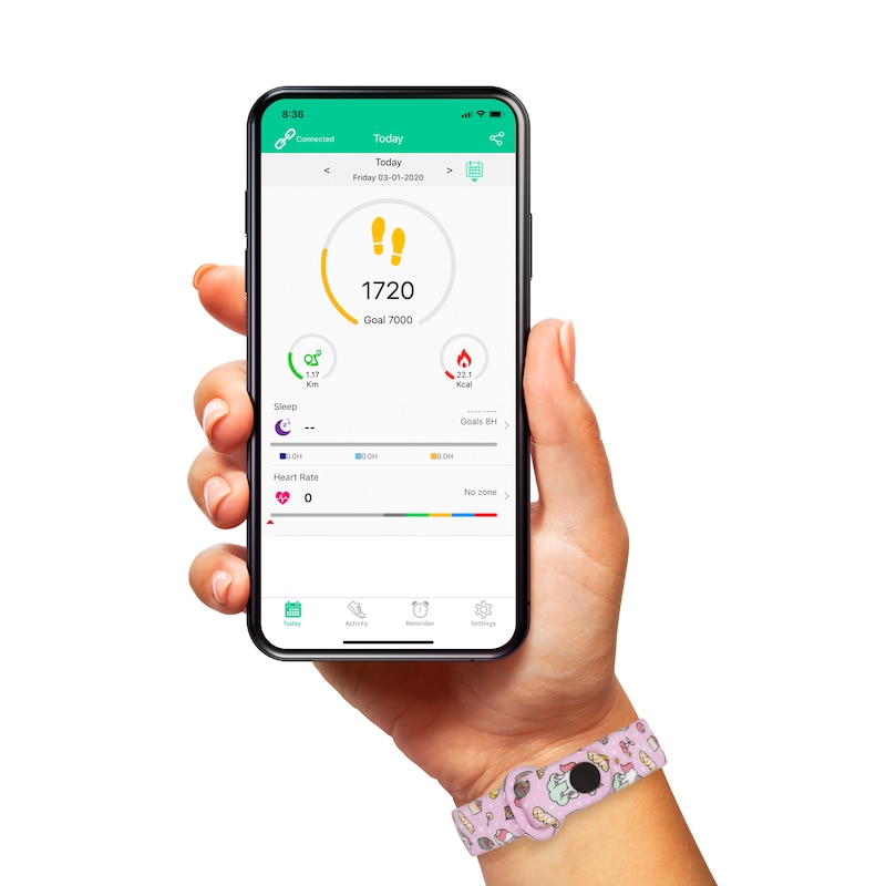 Main Image 4 of Tikkers Children's Series 1 Printed Lilac Unicorns Silicone Strap Activity Tracker