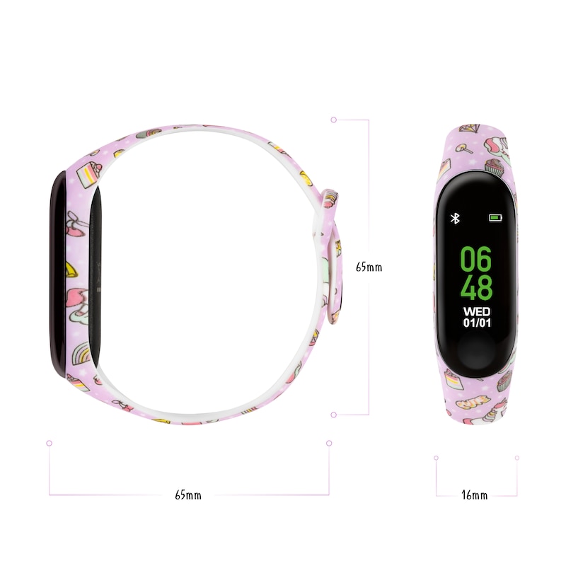 Main Image 5 of Tikkers Children's Series 1 Printed Lilac Unicorns Silicone Strap Activity Tracker