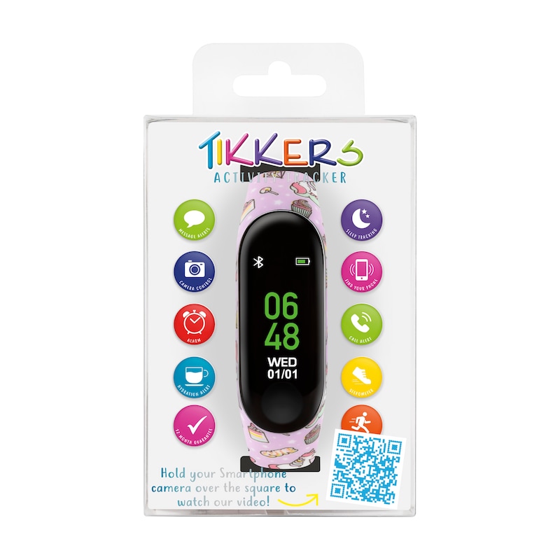 Tikkers Children's Series 1 Printed Lilac Unicorns Silicone Strap Activity Tracker
