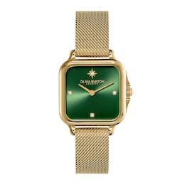 Olivia Burton 28mm Grosvenor Green Dial & Gold-Tone Mesh Strap Watch