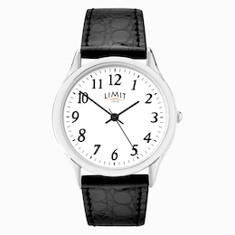 Limit Men's White Dial Black Polyurethane Leather Strap Watch
