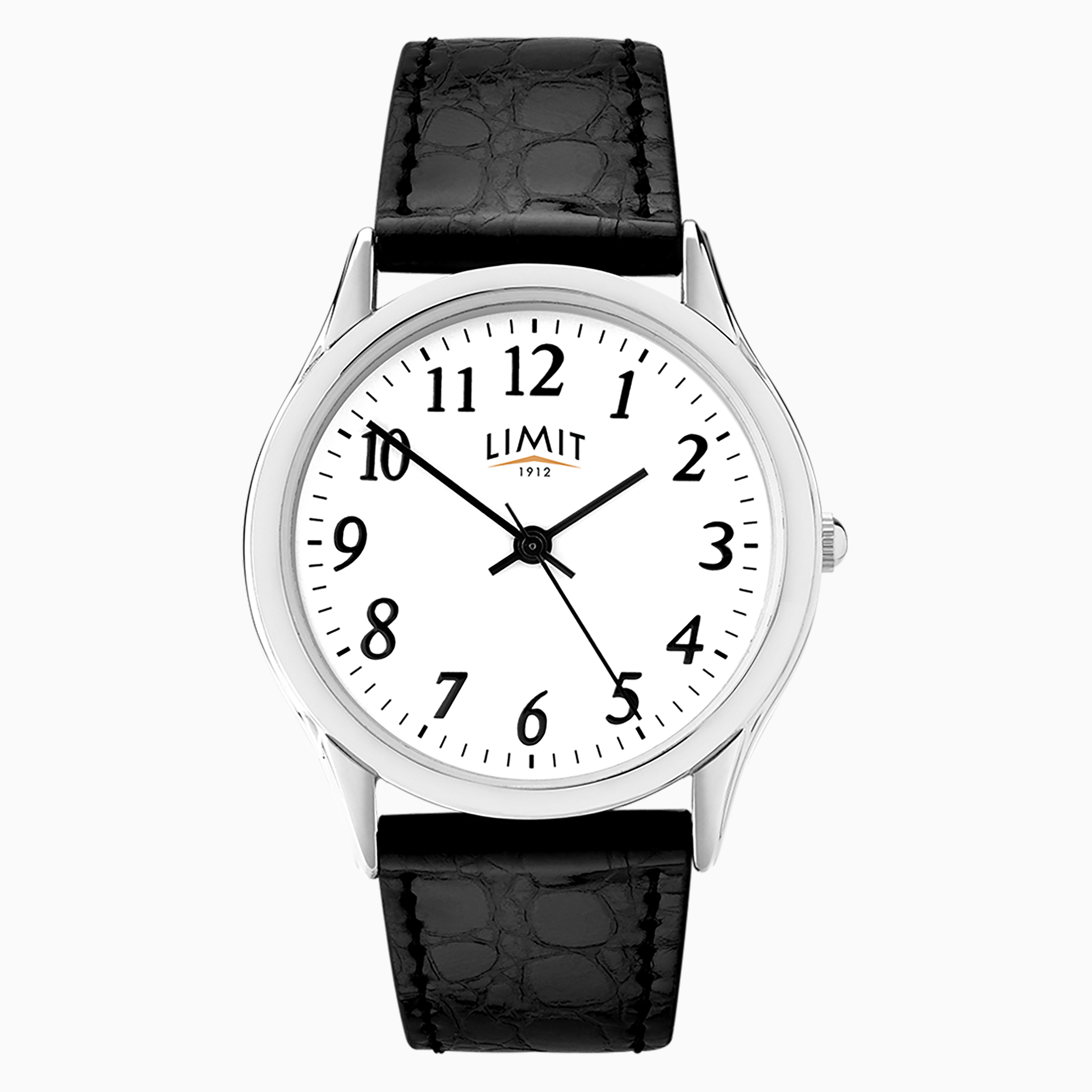 Limit Men's White Dial Black Polyurethane Leather Strap Watch
