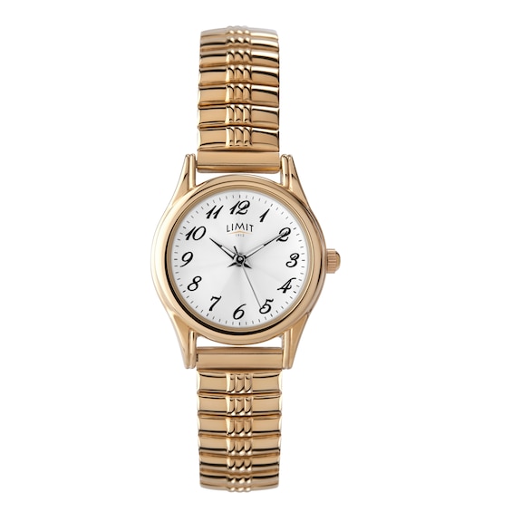 Limit Women's White Dial Gold Tone Expander Bracelet Watch
