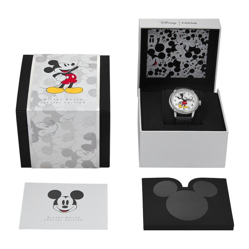 Fossil Disney Mickey Mouse Special Edition Black Leather Strap Watch