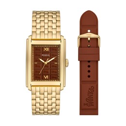 Fossil Men's Willy Wonka Limited Edition Gold Tone Stainless Steel & Interchangeable Strap Watch