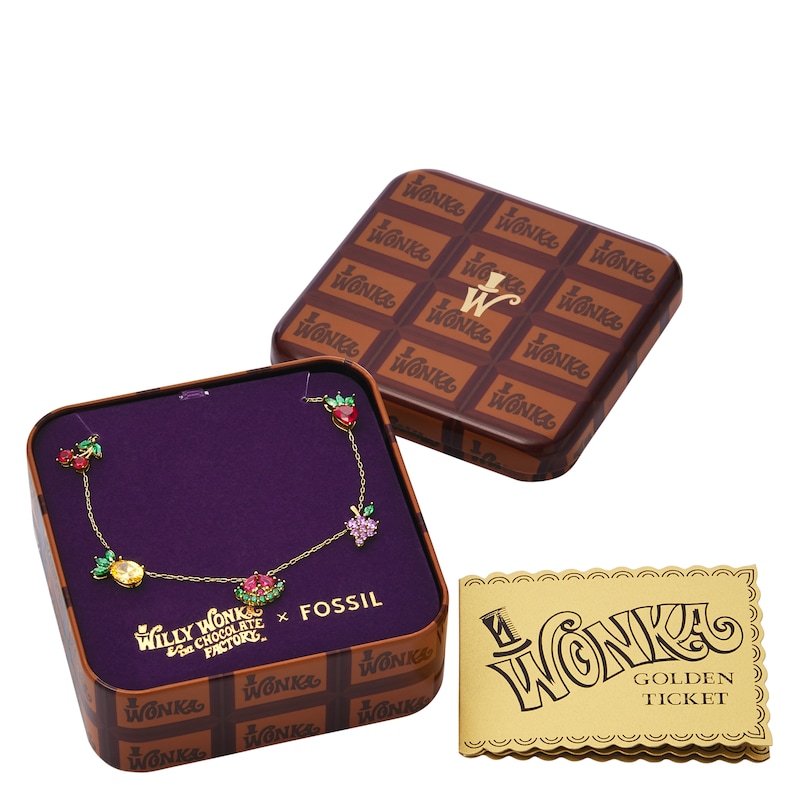Main Image 6 of Fossil Ladies' Willy Wonka Special Edition Gold Tone Stainless Steel Station Necklace