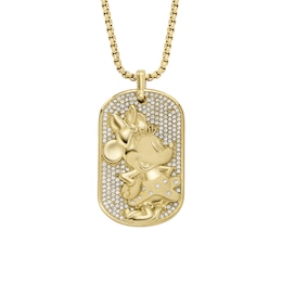 Fossil Ladies' Disney x Fossil Special Edition Gold Tone Stainless Steel Dog Tag Necklace