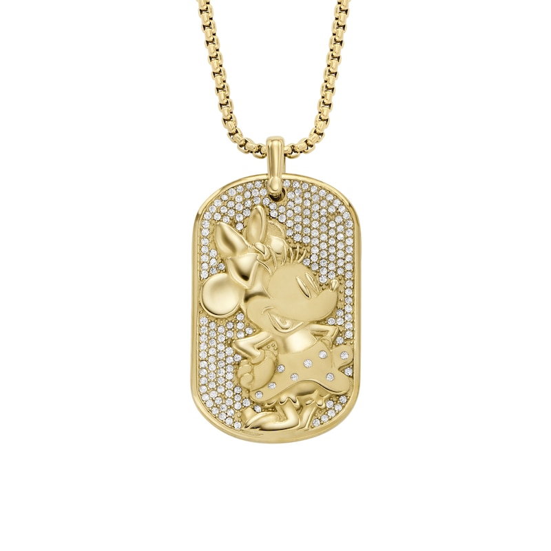 Fossil Ladies' Disney x Fossil Special Edition Gold Tone Stainless Steel Dog Tag Necklace