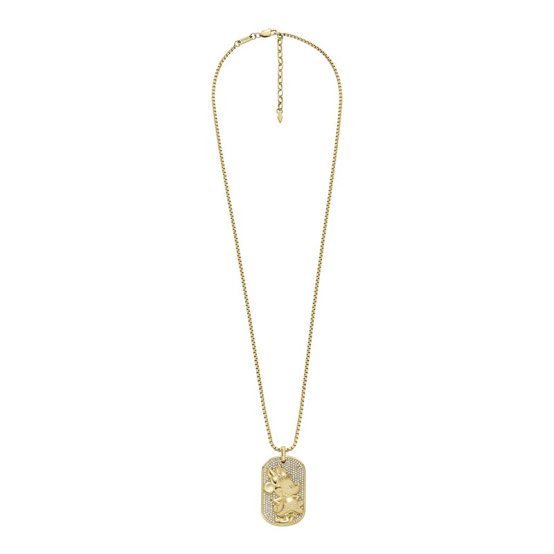 Main Image 2 of Fossil Ladies' Disney x Fossil Special Edition Gold Tone Stainless Steel Dog Tag Necklace