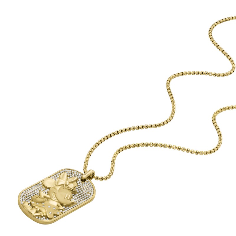 Main Image 4 of Fossil Ladies' Disney x Fossil Special Edition Gold Tone Stainless Steel Dog Tag Necklace