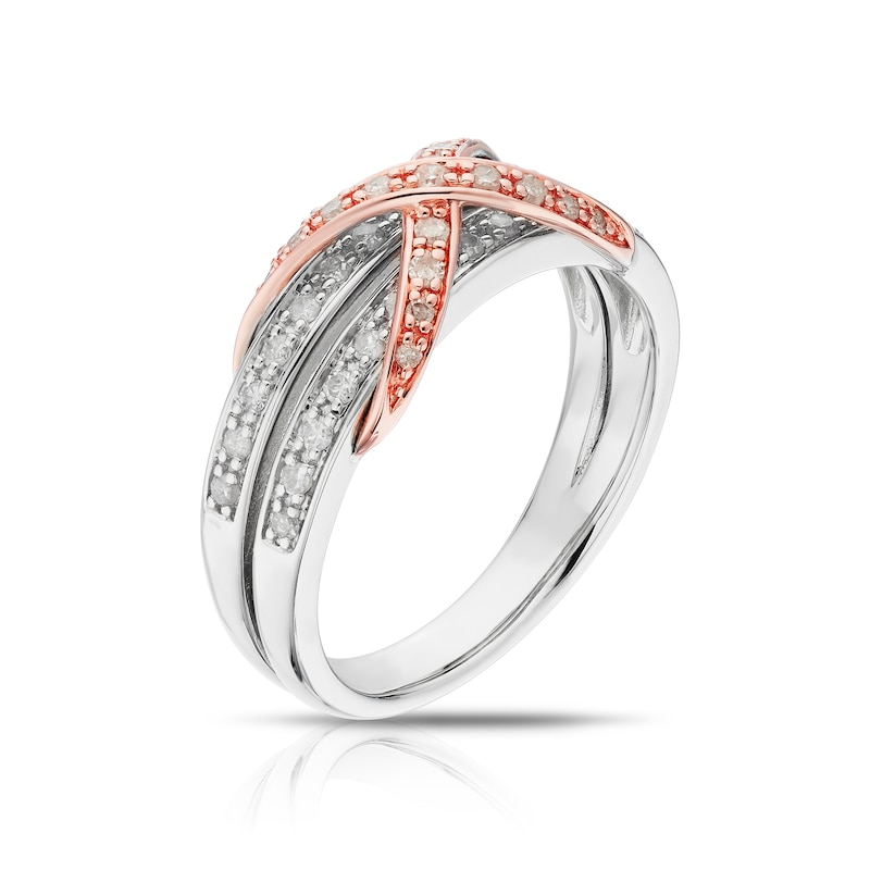 Main Image 2 of Sterling Silver & Rose Gold Plated Rose Kiss 0.33ct Diamond Eternity Ring