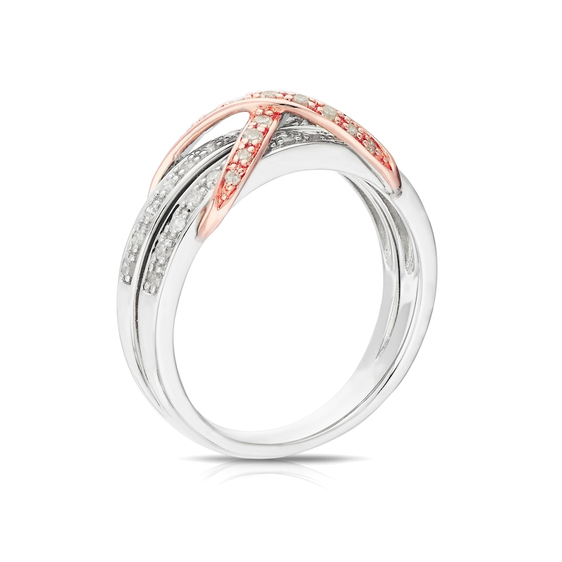 Main Image 3 of Sterling Silver & Rose Gold Plated Rose Kiss 0.33ct Diamond Eternity Ring