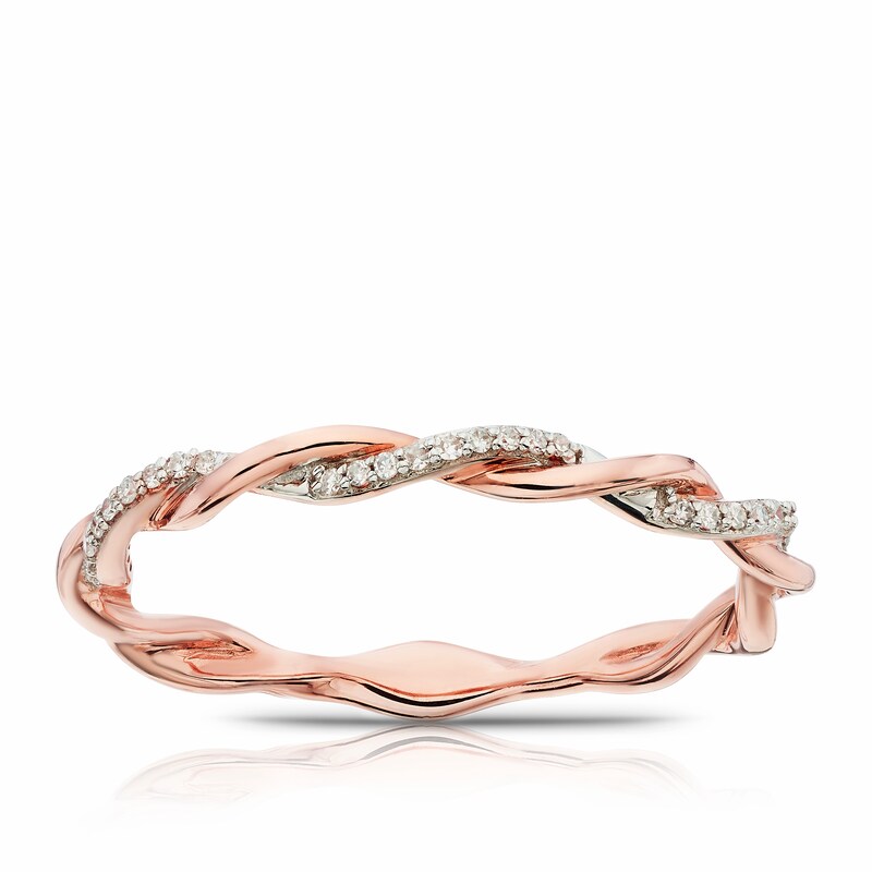 Main Image 1 of 9ct Rose Gold Diamond Twist Eternity Ring
