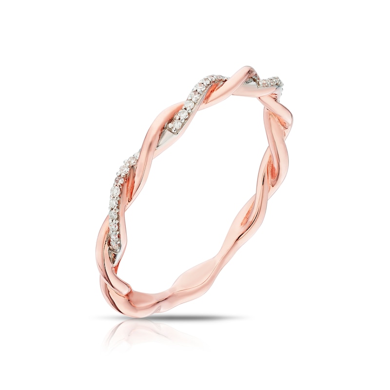 Main Image 2 of 9ct Rose Gold Diamond Twist Eternity Ring