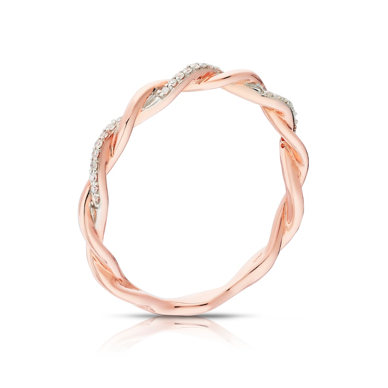 Main Image 3 of 9ct Rose Gold Diamond Twist Eternity Ring
