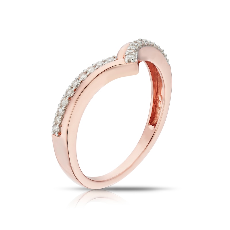 Main Image 2 of 9ct Rose Gold 0.15ct Diamond V-Shape Eternity Ring