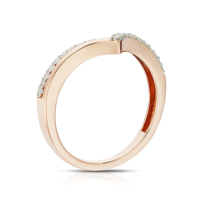 Main Image 3 of 9ct Rose Gold 0.15ct Diamond V-Shape Eternity Ring