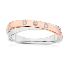9ct White & Rose Gold Crossover Diamond Eternity Ring