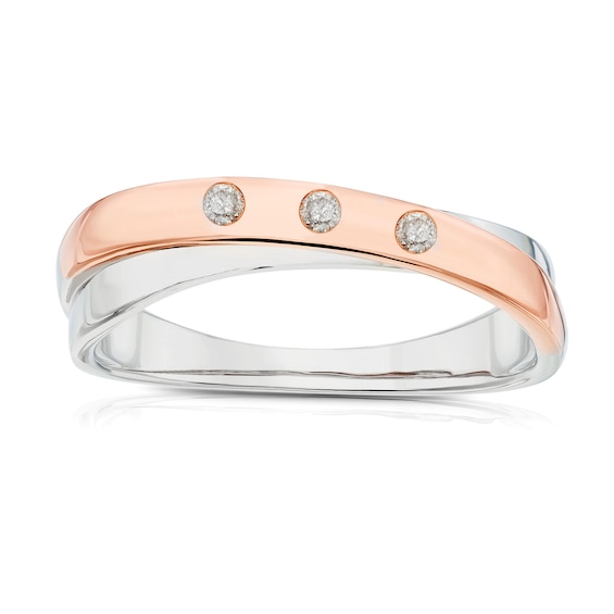 9ct White and Rose Gold Crossover Diamond Eternity Ring