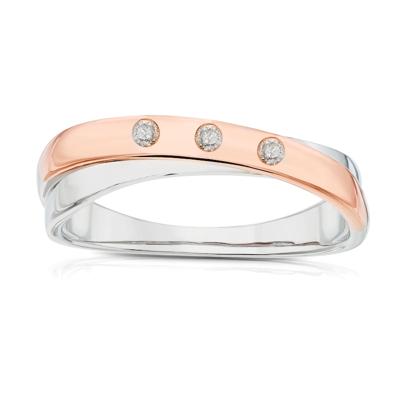 Main Image 1 of 9ct White & Rose Gold Crossover Diamond Eternity Ring