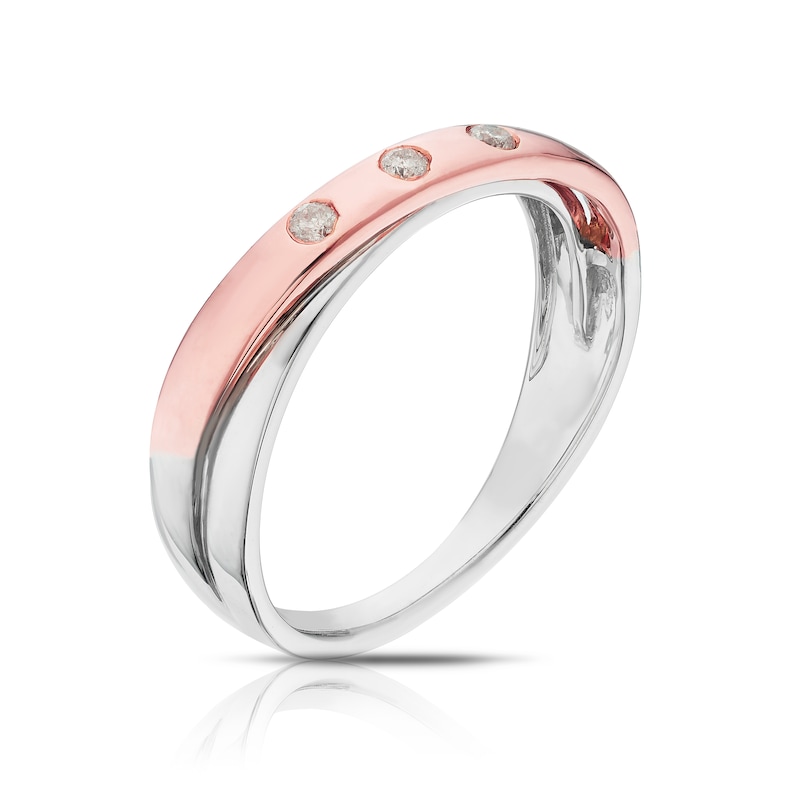 Main Image 2 of 9ct White & Rose Gold Crossover Diamond Eternity Ring