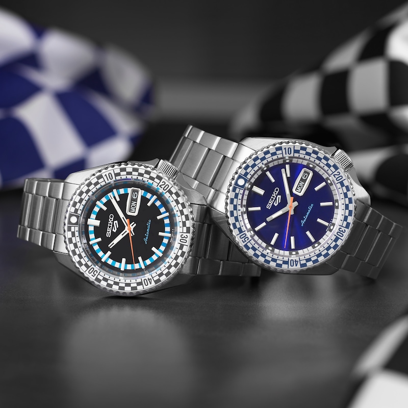 Main Image 6 of Seiko 5 Sports Retro Colour Men's Blue Dial Stainless Steel Bracelet Watch