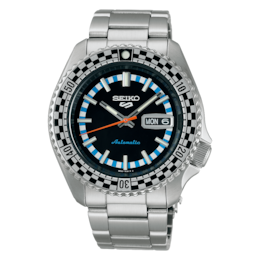 Seiko 5 Sports Retro Colour Men's Black Dial Stainless Steel Bracelet Watch
