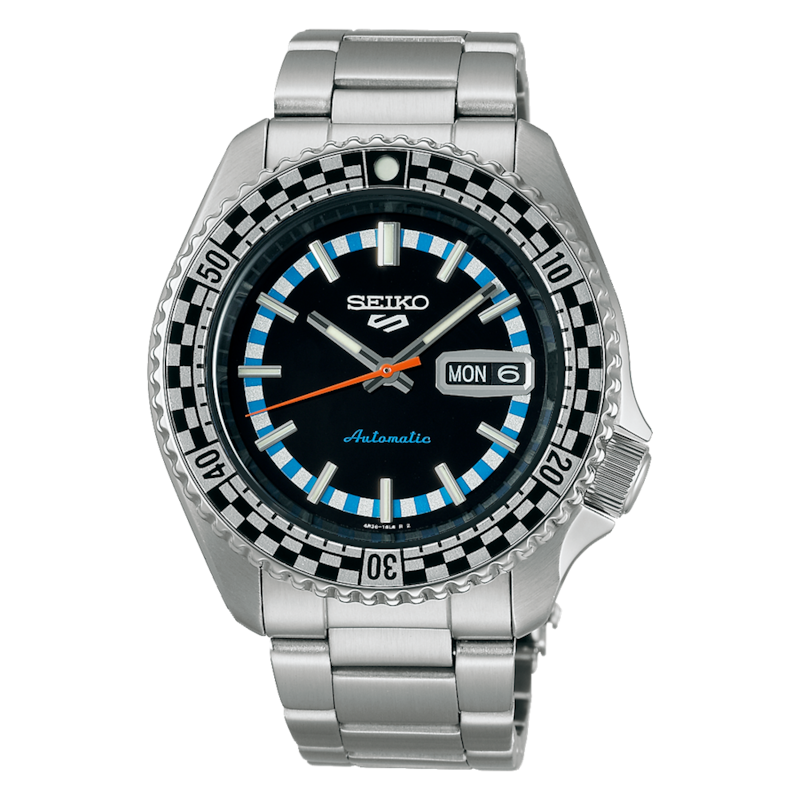 Main Image 1 of Seiko 5 Sports Retro Colour Men's Black Dial Stainless Steel Bracelet Watch
