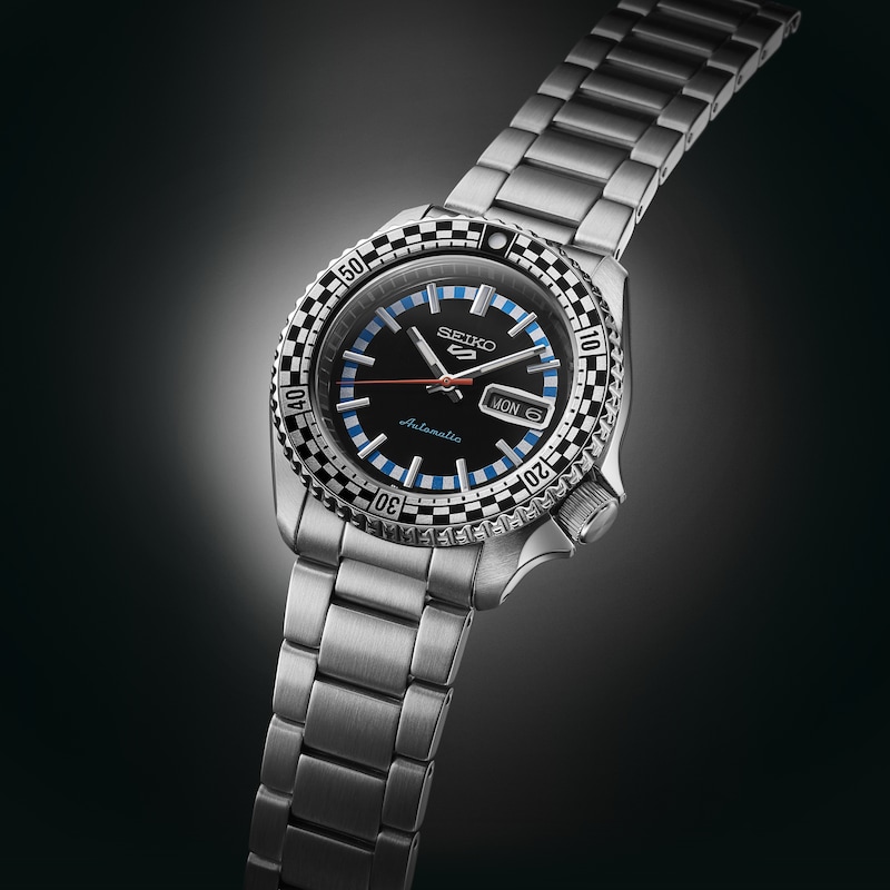 Main Image 2 of Seiko 5 Sports Retro Colour Men's Black Dial Stainless Steel Bracelet Watch