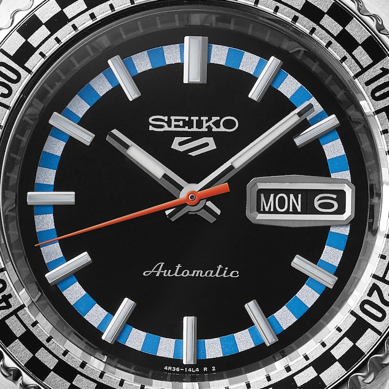 Main Image 6 of Seiko 5 Sports Retro Colour Men's Black Dial Stainless Steel Bracelet Watch