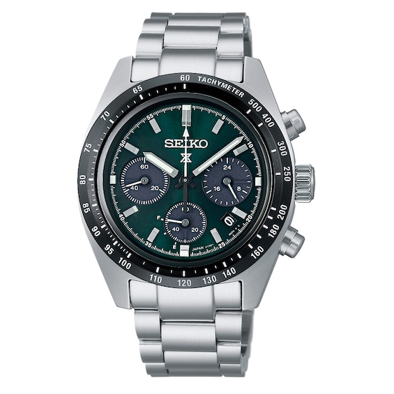 Seiko Mens Prospex Deep Green Chronograph Green Dial Stainle