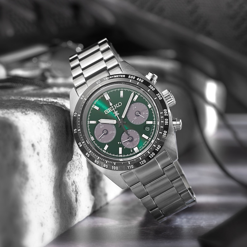 Seiko Men's Prospex 'Deep Green' Chronograph Green Dial Stainless Steel Bracelet Watch