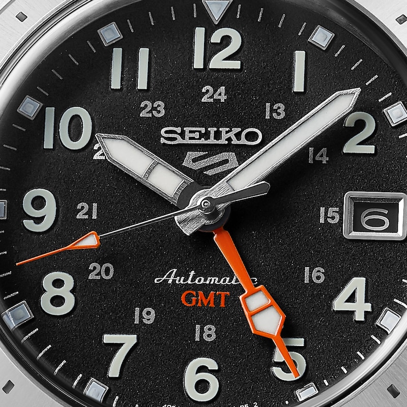 Seiko 5 Sports "FIELD" Men's Black Dial Stainless Steel Bracelet Watch