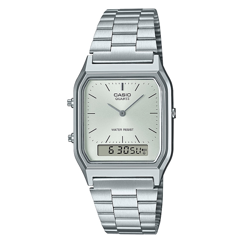 Casio Collection AQ-230A-7AMQYES Silver Digital Dial Bracelet Watch