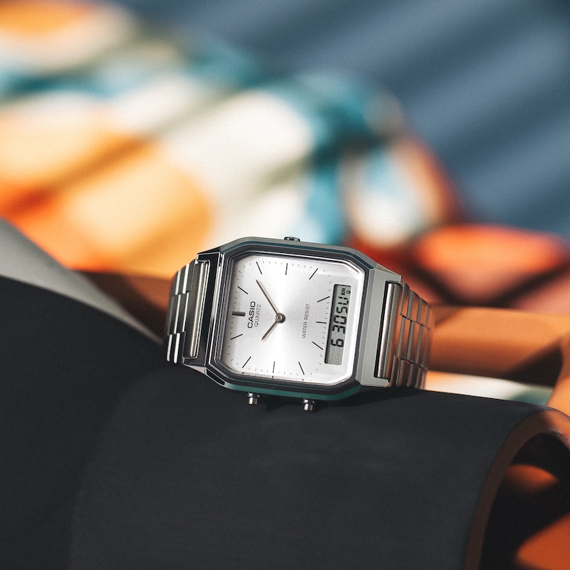Main Image 3 of Casio Collection AQ-230A-7AMQYES Silver Digital Dial Bracelet Watch