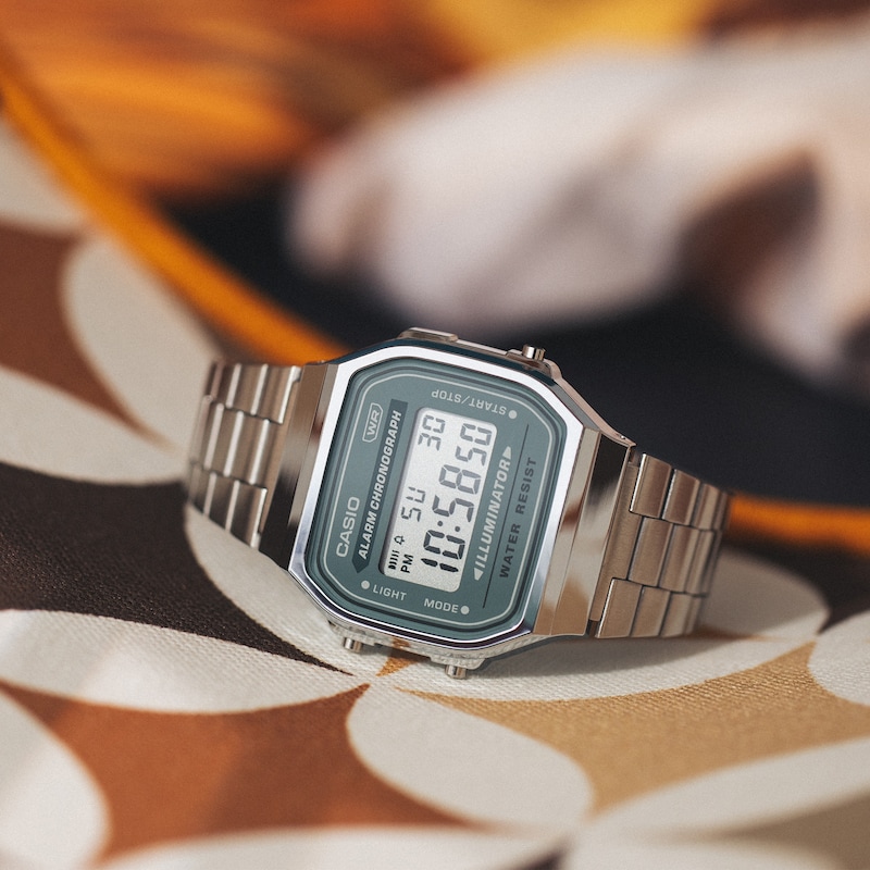 Main Image 2 of Casio Collection A168WA-3AYES Green Digital Dial Bracelet Watch