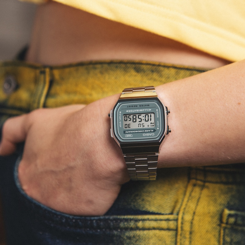 Main Image 3 of Casio Collection A168WA-3AYES Green Digital Dial Bracelet Watch