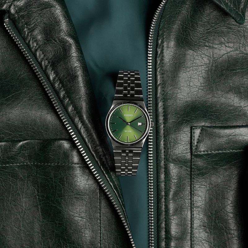 Main Image 2 of Casio Collection MTP-B145D-3AVEF Green Dial Stainless Steel Bracelet Watch