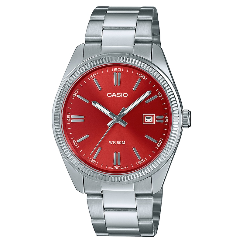 Main Image 1 of Casio Collection MTP-1302PD-4AVEF Red Dial Stainless Steel Bracelet Watch