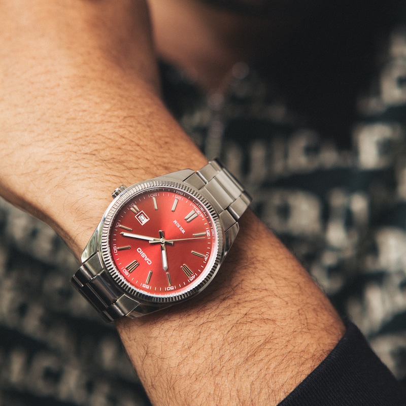 Main Image 6 of Casio Collection MTP-1302PD-4AVEF Red Dial Stainless Steel Bracelet Watch
