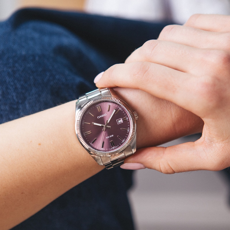 Main Image 6 of Casio Collection MTP-1302PD-6AVEF Purple Dial Stainless Steel Bracelet Watch