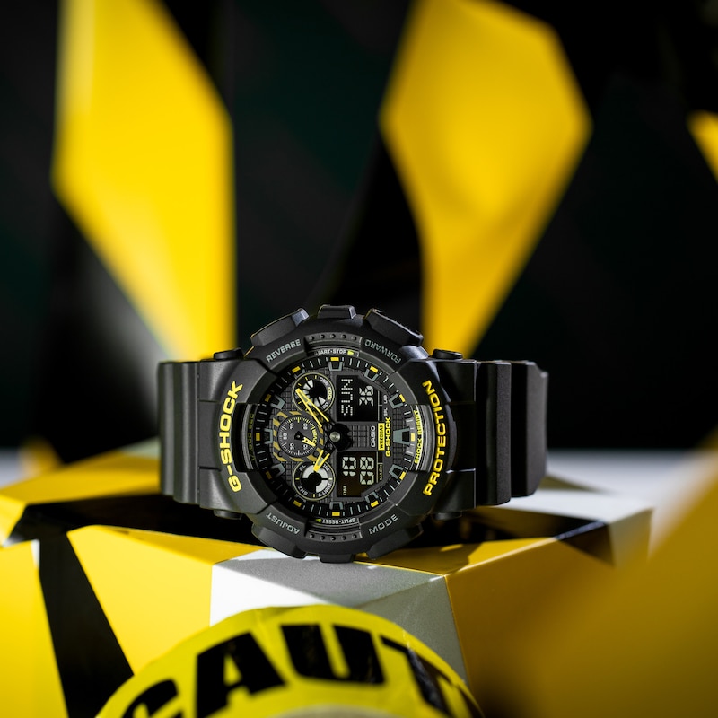 Main Image 8 of G-Shock GA-100CY-1AER Yellow Detailing Black Resin Strap Watch