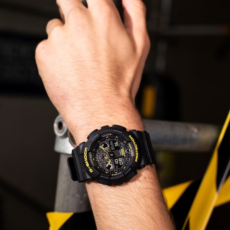 Main Image 9 of G-Shock GA-100CY-1AER Yellow Detailing Black Resin Strap Watch