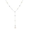 Thumbnail Image 1 of Sterling Silver CZ & Freshwater Pearl Station Drop Necklace