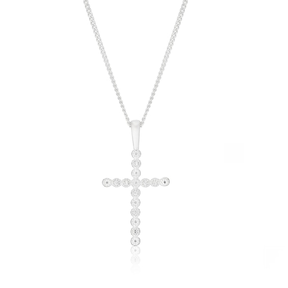 Sterling Silver Cubic Zirconia Cross Pendant Necklace