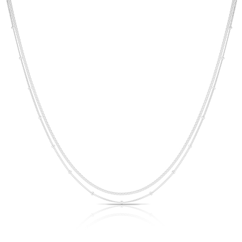 Main Image 1 of Sterling Silver Double Ball Pendant Necklace