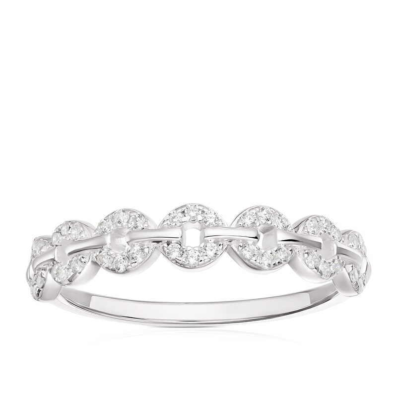 Main Image 1 of Sterling Silver Cubic Zirconia Chain Ring (Size L)