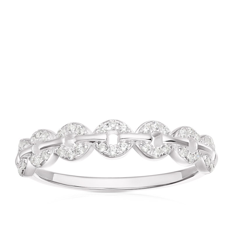 Main Image 1 of Sterling Silver Cubic Zirconia Chain Ring (Size N)