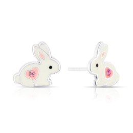 Children's Sterling Silver Crystal Bunny Stud Earrings